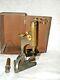 Antique R&j Beck London Microscope Plus Lenses And Original Wooden Fitted Case