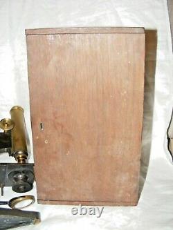 Antique R&j Beck London Microscope Plus Lenses And Original Wooden Fitted Case