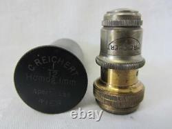 Antique Reichert Wien Brass Microscope Objective 18b Homog. Imm 1/12 #26573