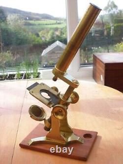 Antique Ross Pattern Bar Limbed Microscope. With Slides