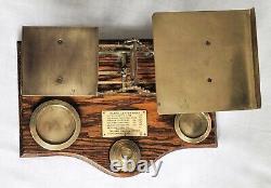Antique Samuel S Turner Brass Postal Scales Serpentine Oak Base Full Set Weights
