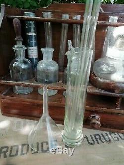 Antique Scientific Chemistry Lab Set Wooden Stand War Department Arrow C 1930's