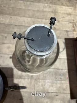 Antique Scientific Vacuum Bell Jar /Base Electric Early Experiment 1890s Science
