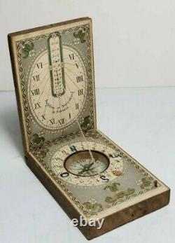 Antique Signed German Diptych Portable Sundial c. 1830