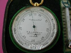 Antique Signed Travelling Barometer Compass Thermometer Compendium