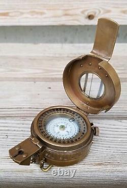 Antique Solid Brass British Military British Prismatic Pocket Compass