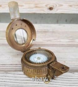 Antique Solid Brass British Military British Prismatic Pocket Compass
