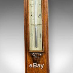 Antique Stick Barometer, Davis Leeds, English, Oak, Scientific Instrument c. 1830