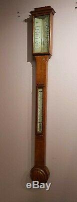 Antique Stick Barometer, English, Oak Stick Barometer A&M N. C. S. L