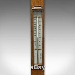 Antique Stick Barometer, English, Oak, Twin Vernier, Army and Navy, Victorian