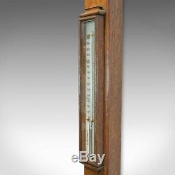 Antique Stick Barometer, English, Oak, Twin Vernier, Army and Navy, Victorian