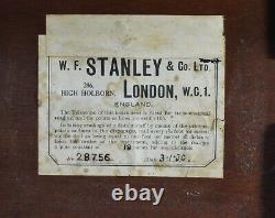 Antique Surveyors Level, theodolite, W F Stanley of London, cased, 1920s