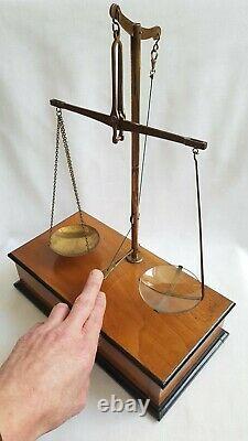 Antique Travelling Apothecary Scales & Weights Satinwood & Ebonised Drawer Base