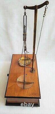 Antique Travelling Apothecary Scales & Weights Satinwood & Ebonised Drawer Base