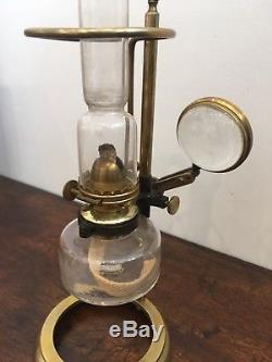 Antique Victorian Brass Microscope Oil Lamp By Holmes Booth Haydens American