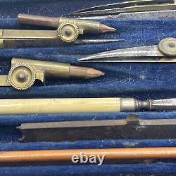 Antique Victorian Draughtsman Tools Drawing Instruments G Rowney/husbands