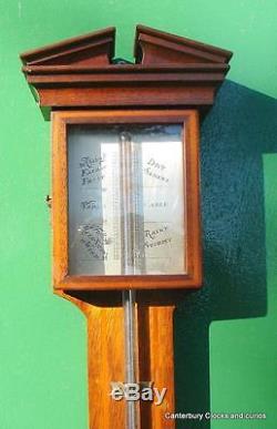 Antique Victorian English Georgian Style Mahogany Stick Barometer