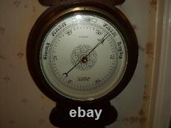 Antique Victorian Large Aneroid Barometer & Thermometer Oak Banjo Type C-1900s