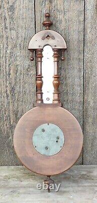 Antique Victorian Late C19th Aneroid Barometer And Thermometer