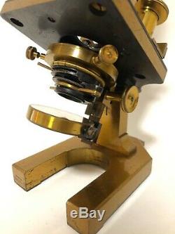 Antique Victorian R & J Beck Ltd Brass Continental Microscope with Lenses in Box