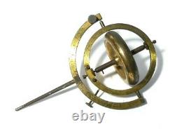 Antique Victorian Solid Brass Scientific Instrument Gyroscope 8 tall Working