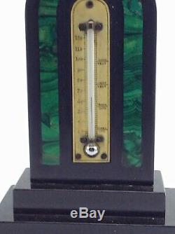 Antique Victorian marble thermometer with Malachite inlay