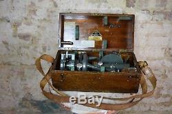 Antique Vintage Hilger and Watts Theodolite surveyors instrument 84177 wooden