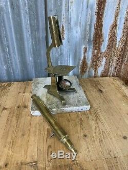 Antique Vintage Victorian Solid Brass Microscope Monocular Removable Large 45cm