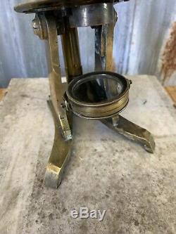 Antique Vintage Victorian Solid Brass Microscope Monocular Removable Large 45cm