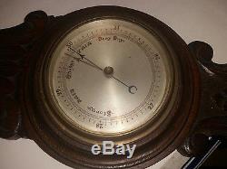Antique Vintage Wood Victorian Banjo Barometer
