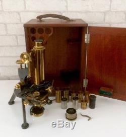 Antique W. Watson & Son Microscope 6282. Fantastic Cased & With Lenses etc