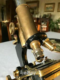 Antique W. Watson & Sons Edinburgh Student's Stand-H Microscope, Cased, c1930