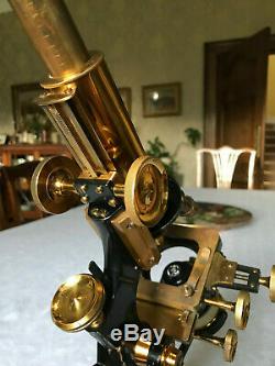 Antique W. Watson & Sons Edinburgh Student's Stand-H Microscope c1911, Cased