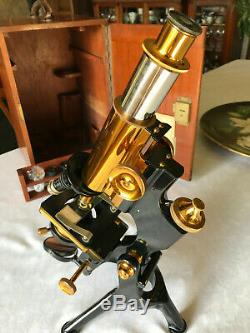 Antique W. Watson & Sons Edinburgh Student's Stand-H Microscope c1931, Cased