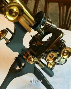 Antique W. Watson & Sons Ltd Brass Edinburgh Stand-H Microscope c1898, Cased