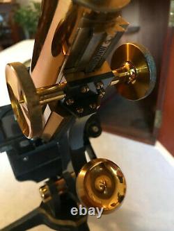 Antique W. Watson & Sons Ltd Brass Fram II Monocular Microscope c1908, Cased