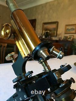 Antique W. Watson & Sons Ltd Brass Fram II Monocular Microscope c1908, Cased