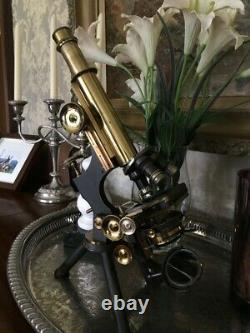 Antique W. Watson & Sons Ltd Brass Fram Monocular Microscope circa 1902