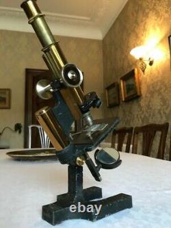 Antique W. Watson & Sons Ltd Brass School Monocular Microscope circa 1907