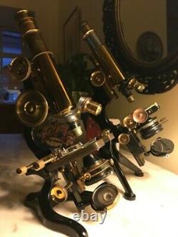 Antique W. Watson & Sons Ltd Standard Mk. 1 Microscope in Brass c1914, Cased