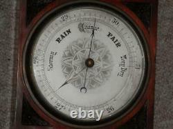 Antique Wall-Mounted Mahogany Weather Aneroid Barometer