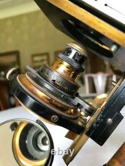Antique Watson Brass Research Microscope (Variation of Edinburgh H) c1921, Cased