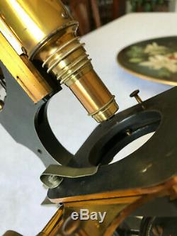 Antique Watson & Sons Edinburgh Model C Microscope in Brass circa 1900