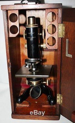 Antique Watson & Sons Service Microscope in Original Case c1930s PL1123