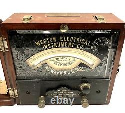 Antique Weston Electrical Instrument Co. 1898 Voltmeter in ORIGINAL CASE