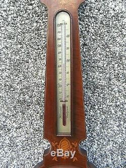 Antique Wheel Barometer Wooden Inlaid F. Robson & Co