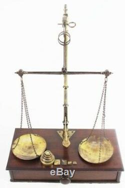 Antique William Williams Large Apothecary Balance Beam Scales with Weight 5810
