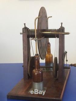 Antique Wimshurst Electrostatic Generator Machine With 2x Leyden Jar
