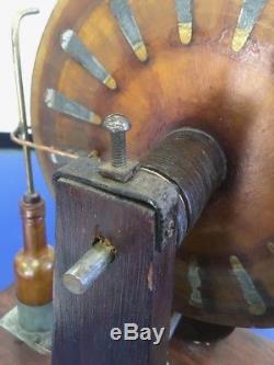 Antique Wimshurst Electrostatic Generator Machine With 2x Leyden Jar
