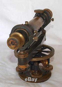 Antique Wm H Pfister Brass 13 Telescopic Level Transit Orig Box Cincinnati Ohio